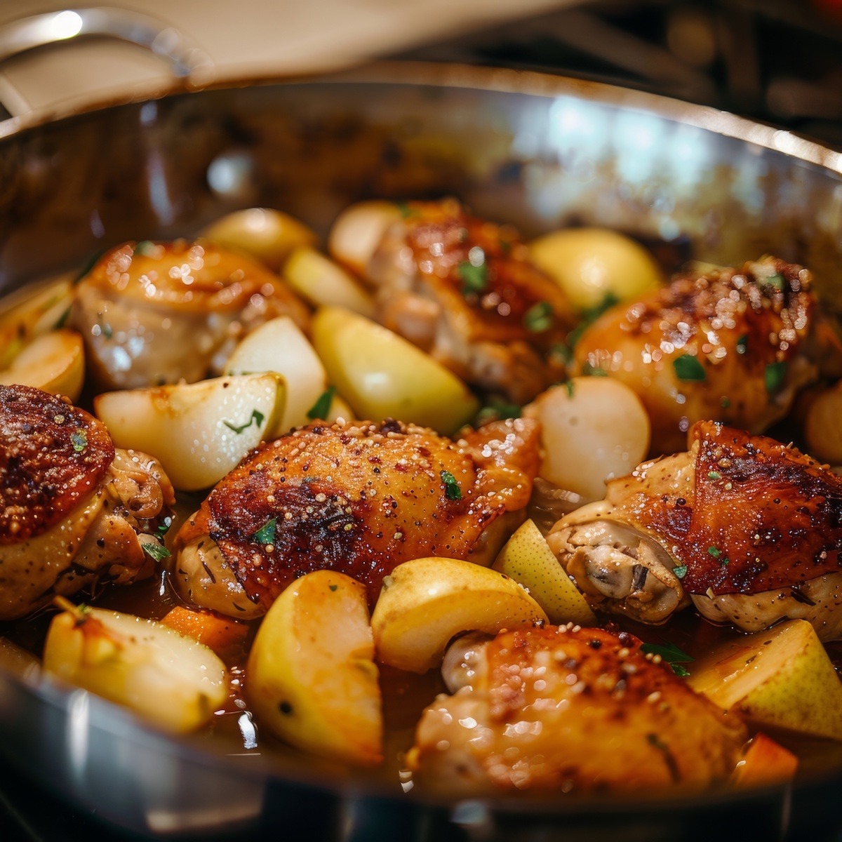 Braised Chicken with Apples and Pears Recipe