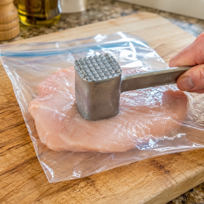 Pounding chicken breast to make thinner