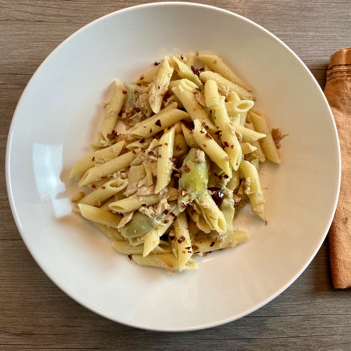 Penne Pasta with Tuna, Artichokes, and Olives