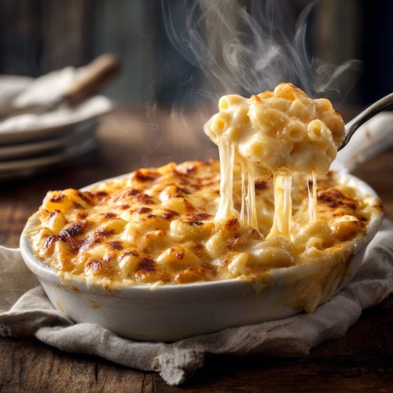 creamy homemade macaroni and cheese made with bechamel sauce