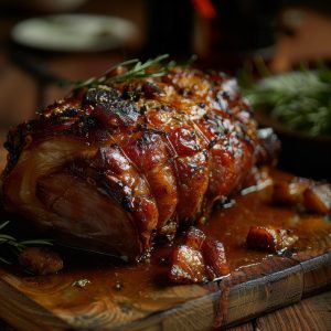 Braised pork butt with port wine and prunes recipe.