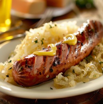 Bratwurst with Sauerkraut and Mustard