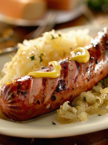 Bratwurst with Sauerkraut and Mustard