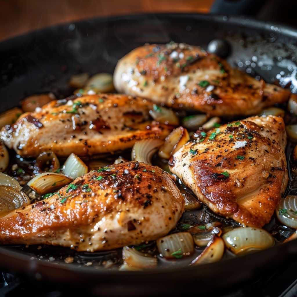 Chicken Breasts Sauteed with Onion and Garlic Recipe