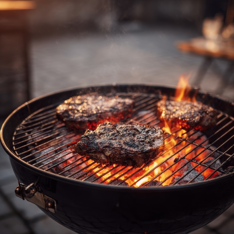 Charcoal grill with glowing coals
