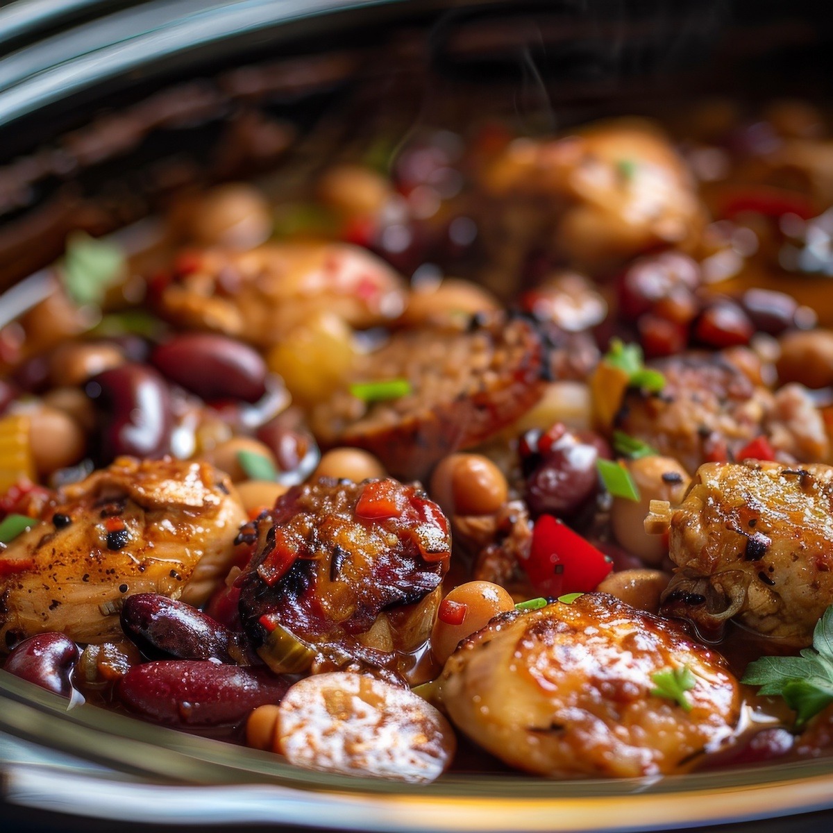 Crock Pot Braised Chicken Sausage and Beans Recipe