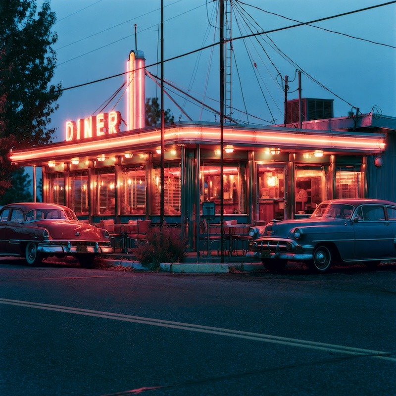 A classic 1950s roadside diner