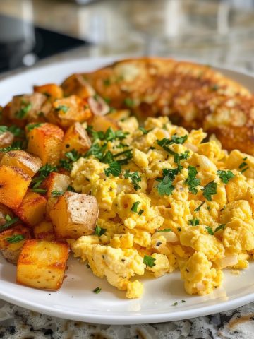 Scrambled Eggs, Quest Frito and Spanish Potatoes