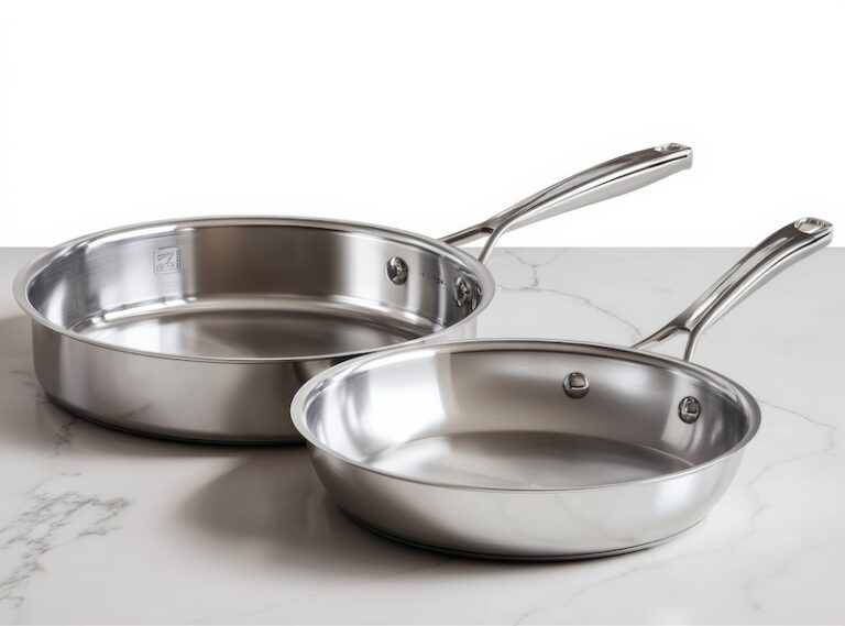 a sauté pan and a frying pan