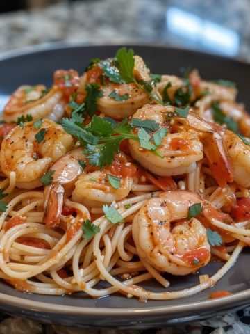 Pasta with shrimp and cilantro recipe