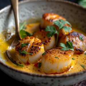 Seared Scallops in Curry Sauce