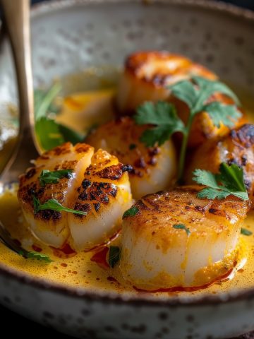 Seared Scallops in Curry Sauce