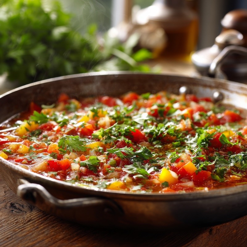 Cilanto being used in a classic sofrito recipe