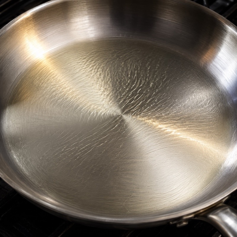 Testing pan heat by looking at the oil