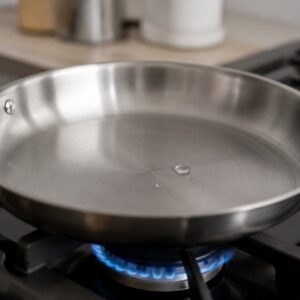 Testing pan heat with a drop of water