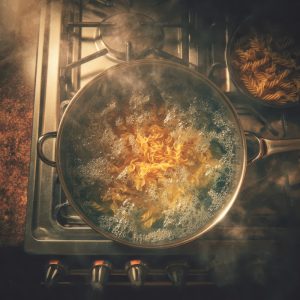 Pasta cooking at a full boil