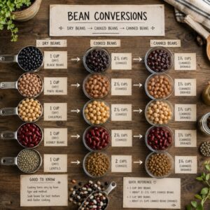 A group of common beans with conversions