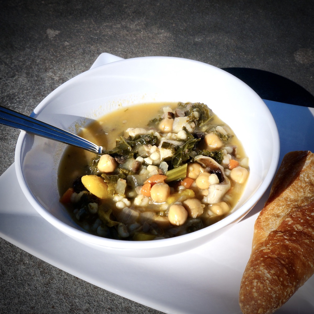 Mushroom Barley Kale Minestrone Soup Recipe