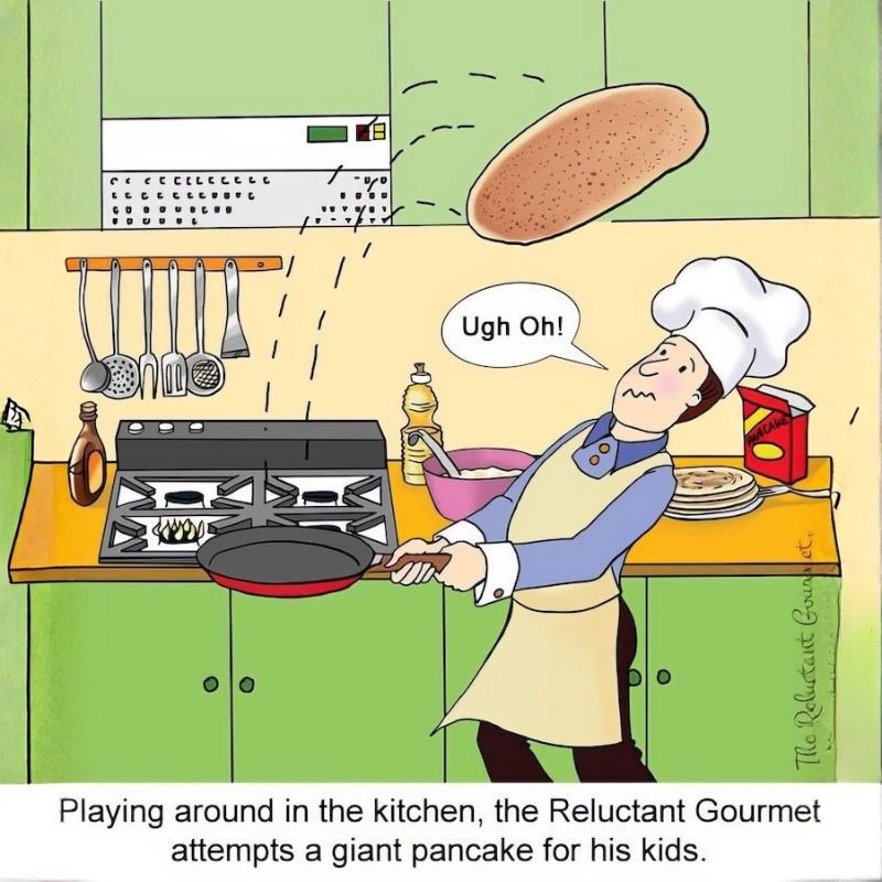 Cooking Cartoon Flipping Pancakes