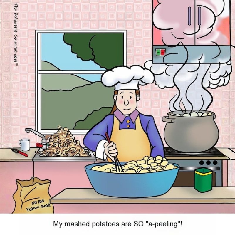 Cooking Cartoon about Cooking Mashed Potatoes