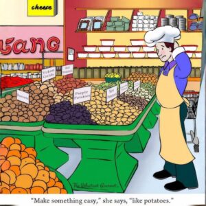Cooking Cartoon about Deciding on Potatoes