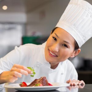 Culinary Student Plating Food