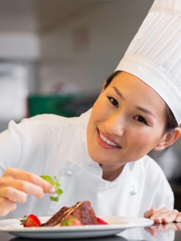 Culinary Student Plating Food