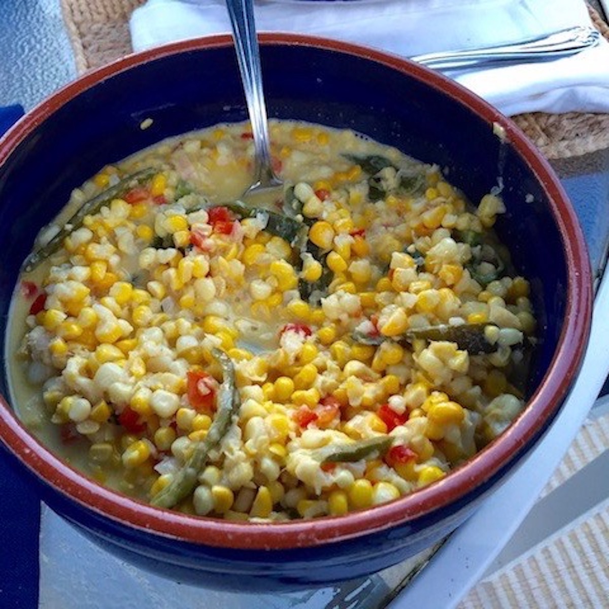 Creamy Corn with Roasted Poblano Peppers Recipe