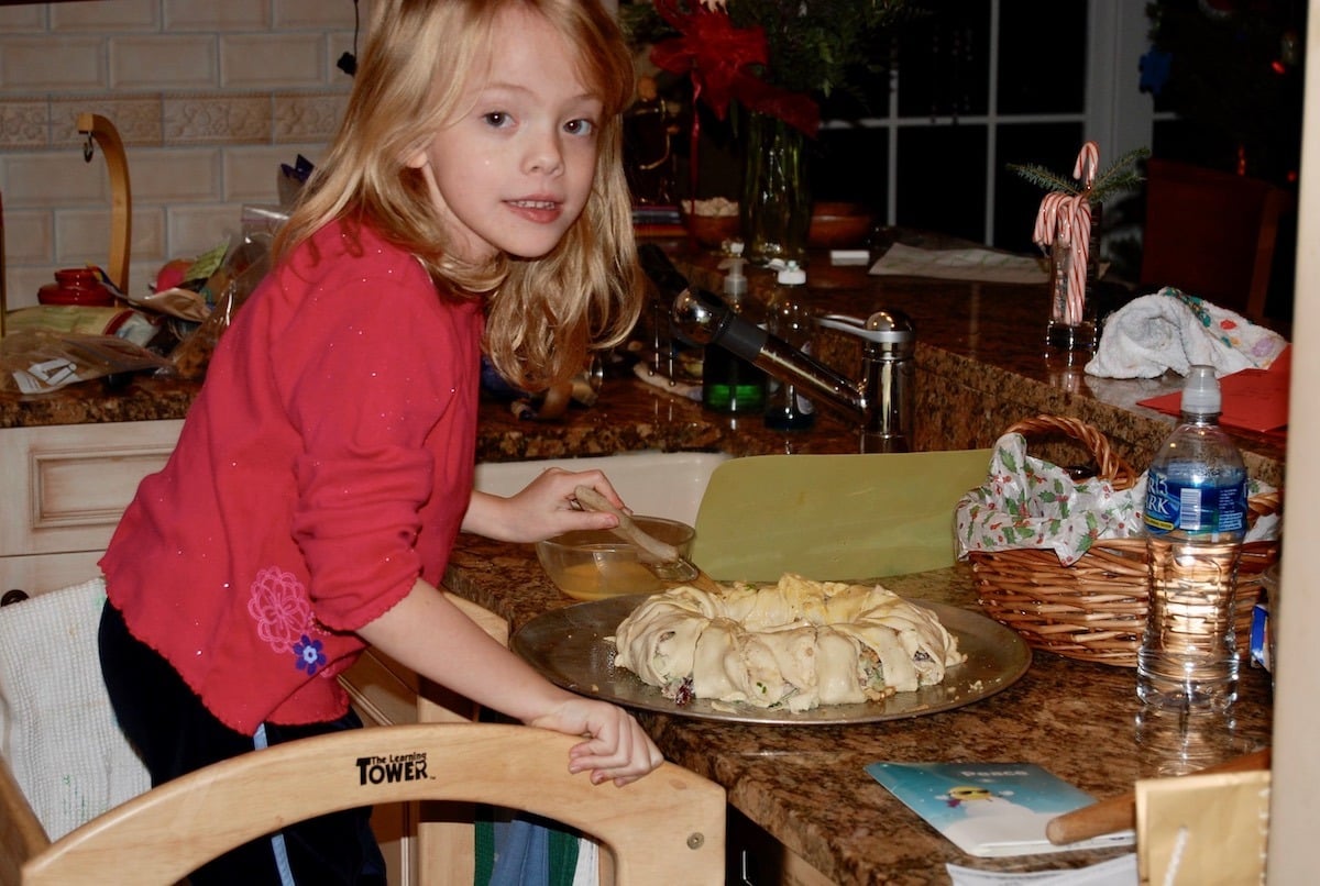 Maddie Preparing Turkey Cranberry Wreath