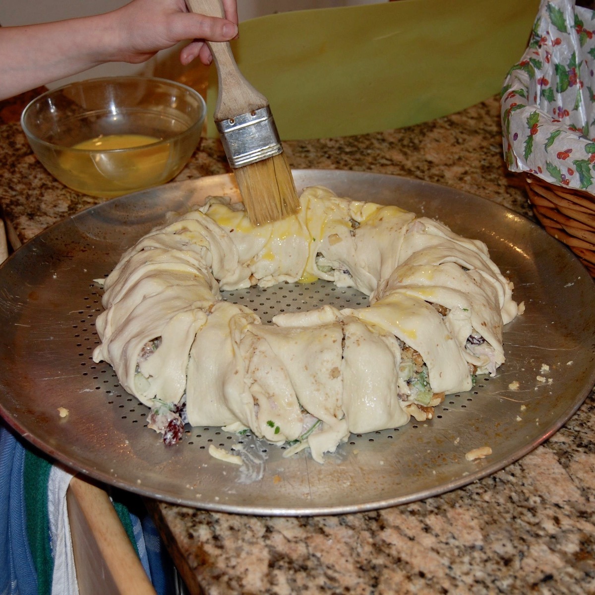 Preparing Turkey Cranberry Wreath