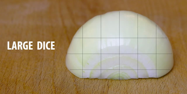 Large Dice Cut on Onion