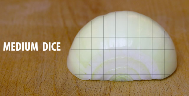 Medium Dice Cut on Onion