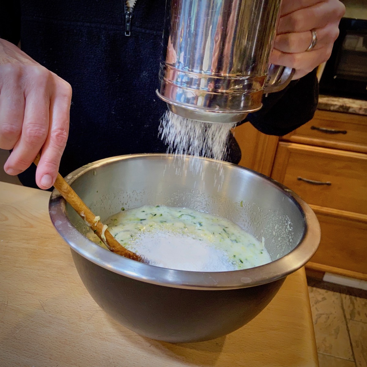 Zucchini bread Sifting Flour