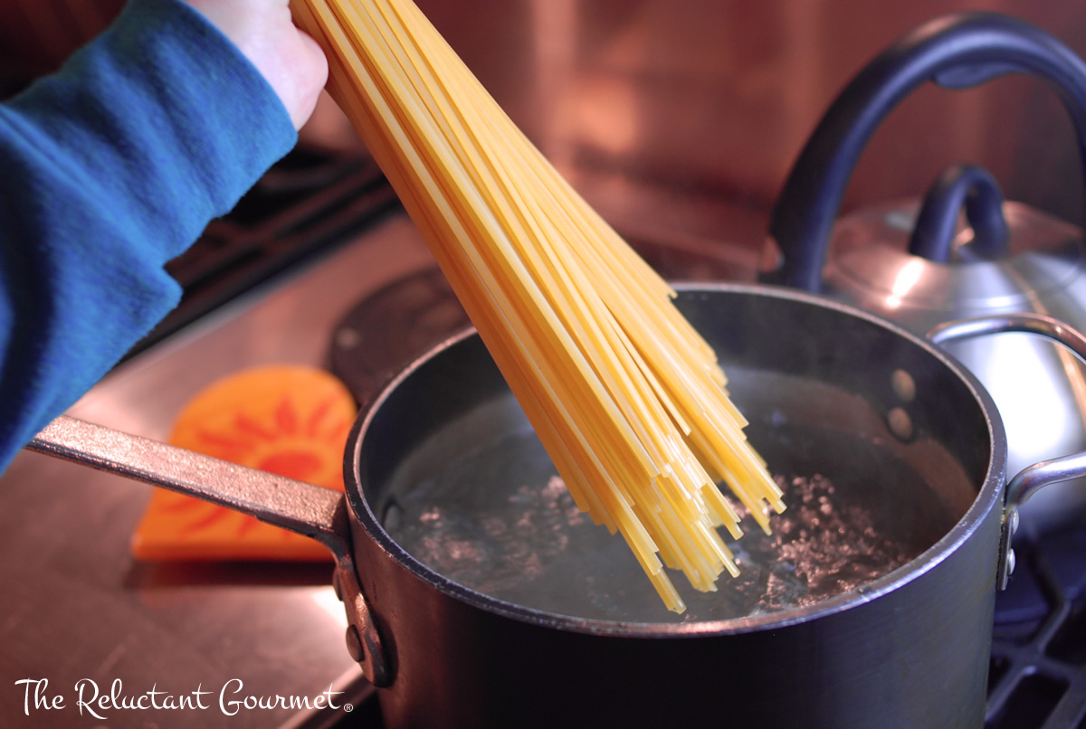 Linguini Going Into Water