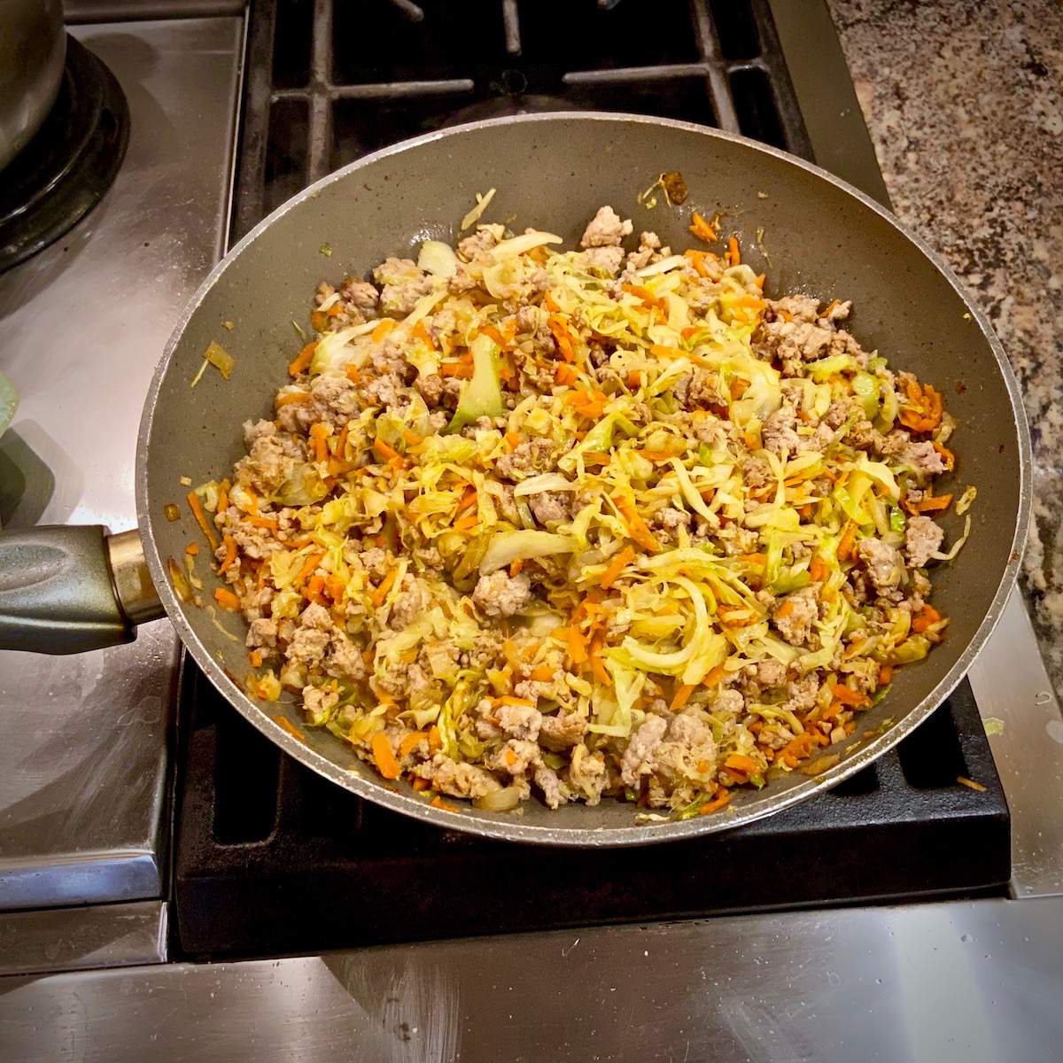 Preparing Egg Roll Ingredients