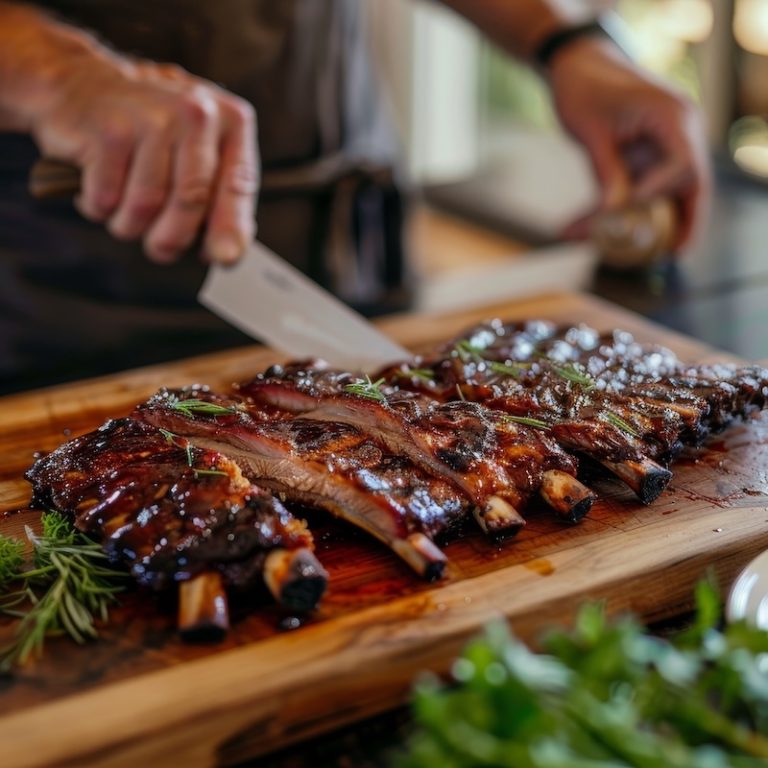 Cutting Barbecue Ribs