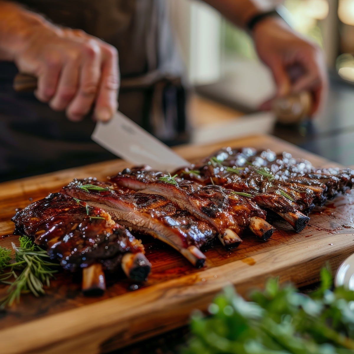 Cutting Barbecue Ribs