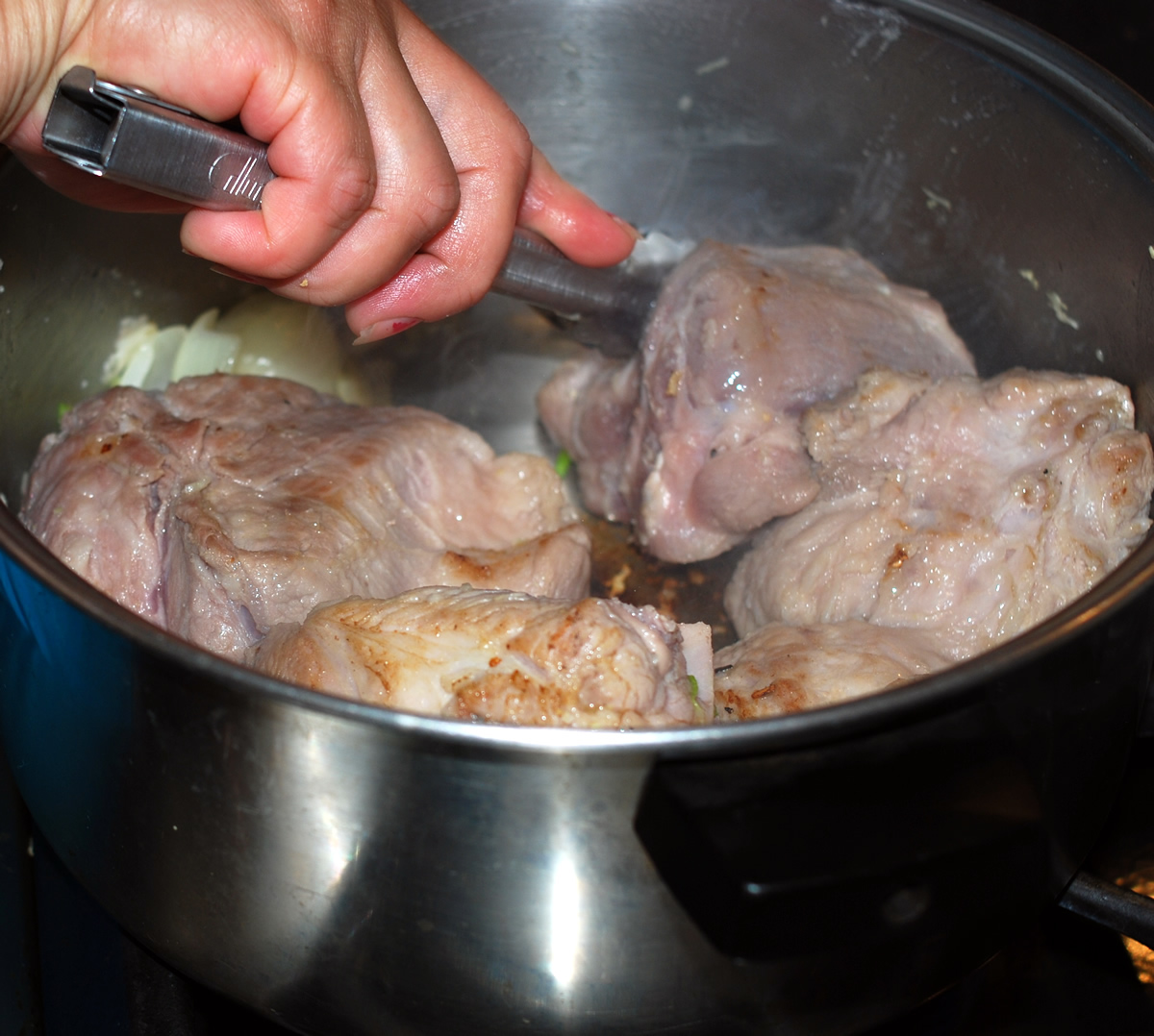 Browing Pork for Posole