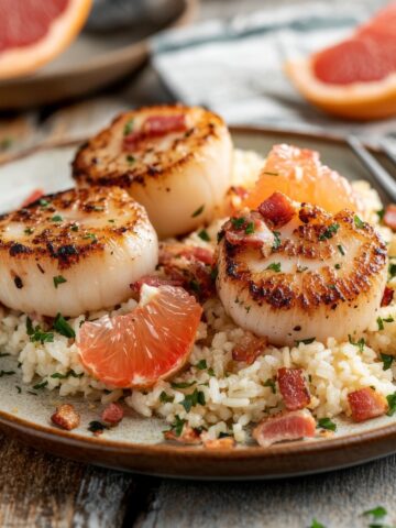 Pan Fried Scallops with Bacon and Grapefruit Recipe