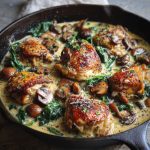 Chicken Mushrooms and Spinach in a Cream Sauce