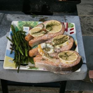 Grilled Salmon Steak with Dill