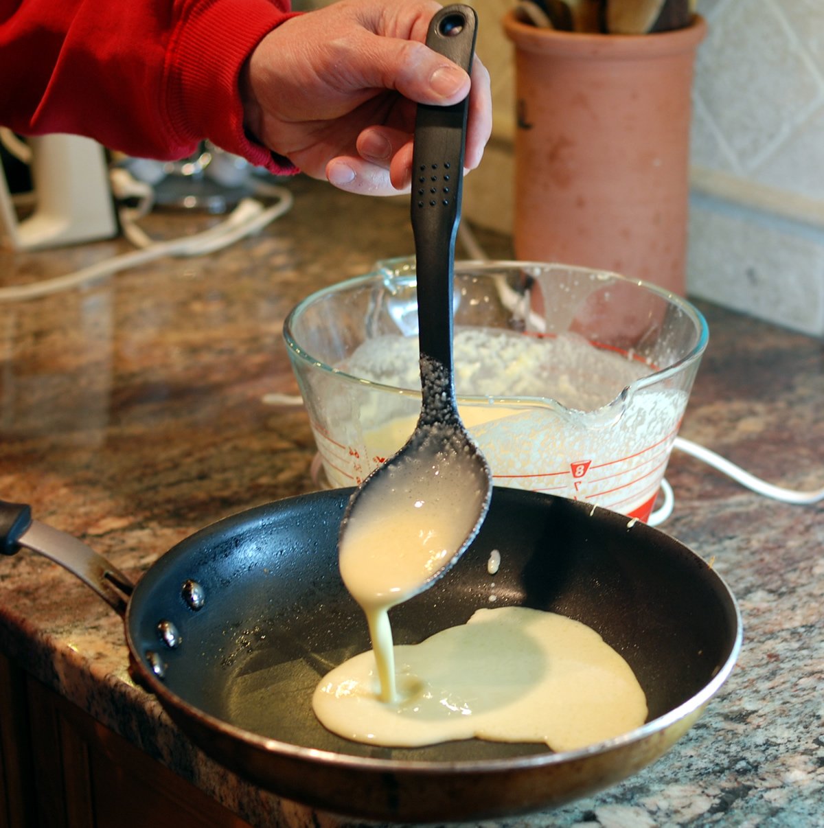 Adding Batter for Crepes