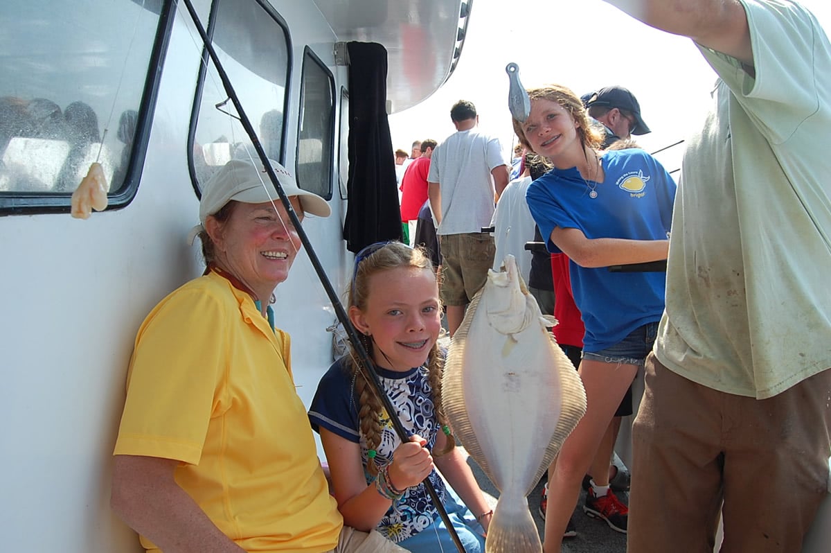 Meg and girls fishing