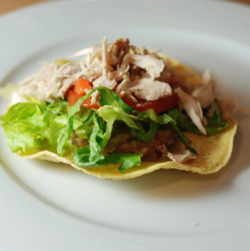 Tostada with Refried Beans recipe