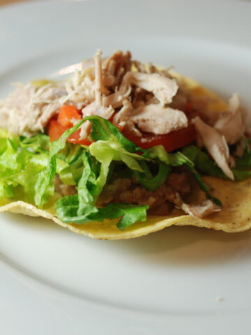 Tostada with Refried Beans recipe