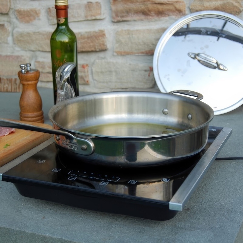 Portable induction burner for cooking outdoors