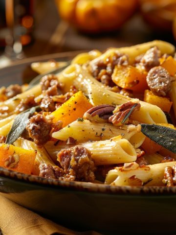 Penne with roasted squash and sage butter recipe