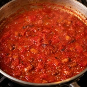 simmering alla'Amatriciana Sauce