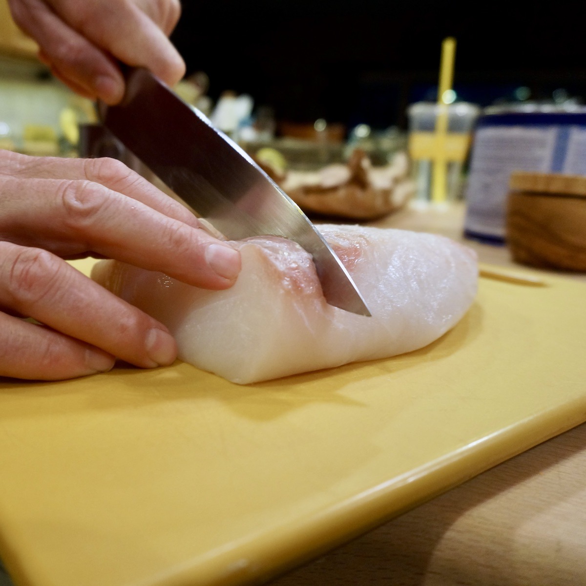 Cutting Fresh Halibut Steaks