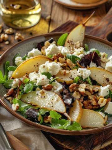 Pear with Walnuts, Goat Cheese Salad